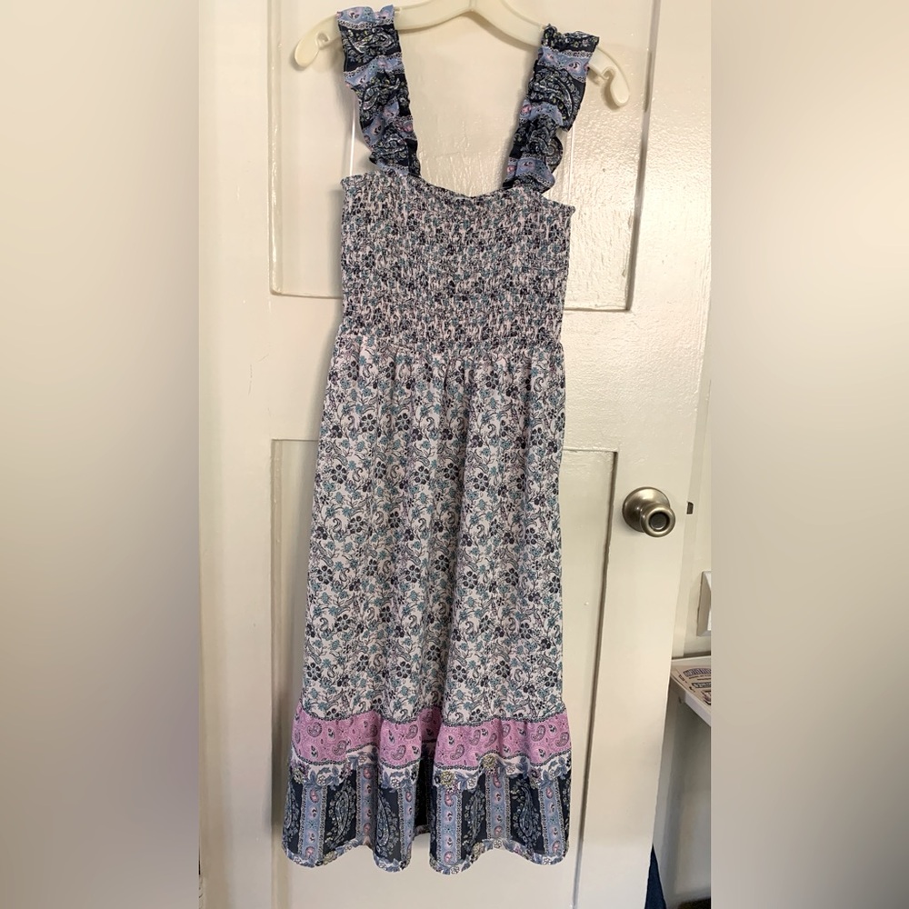 Collective Concepts Smocked floral sundress flowy straps pink lining
